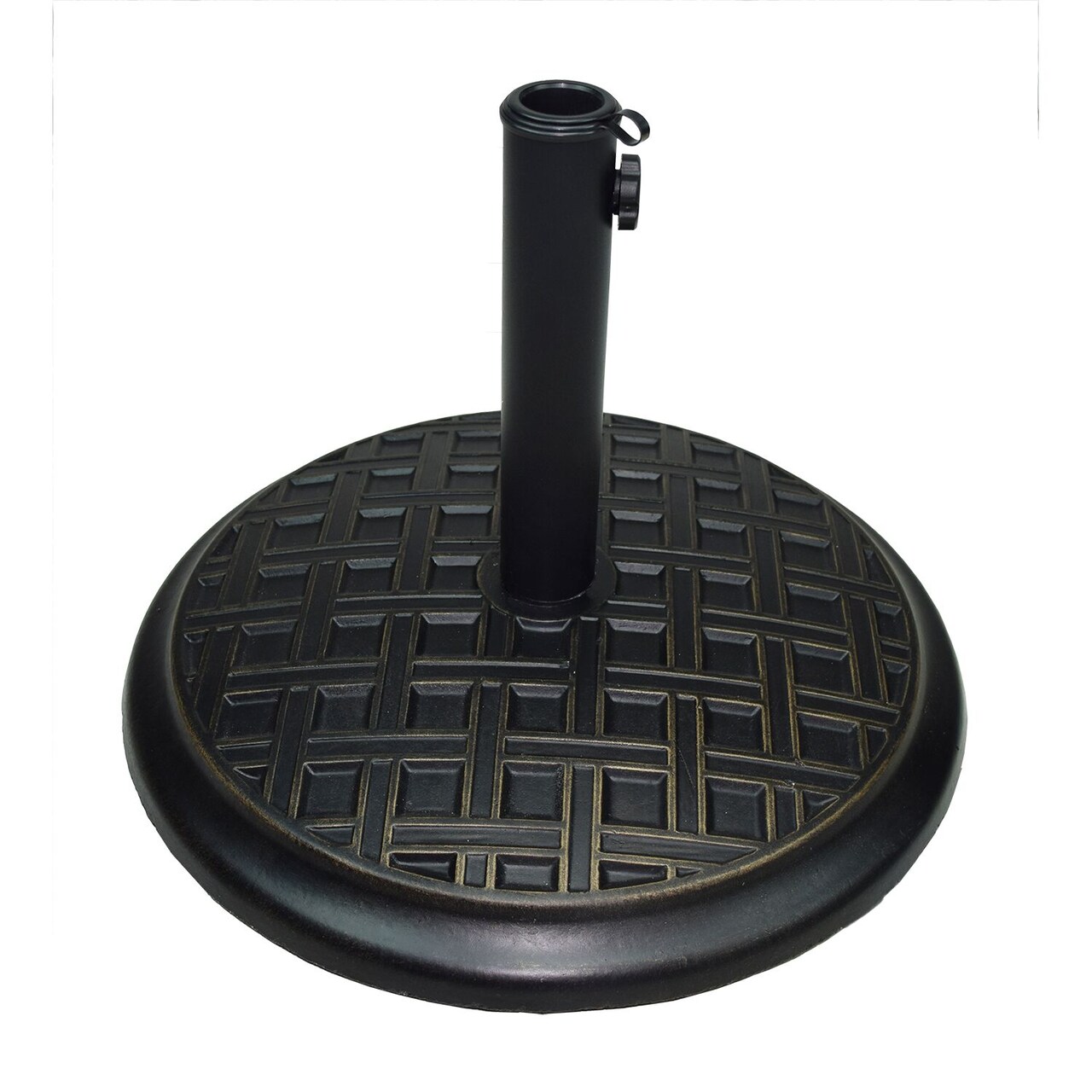 Outdoor Living and Style 18" Bronze and Black Basket Weave Checker Patio Umbrella Stand